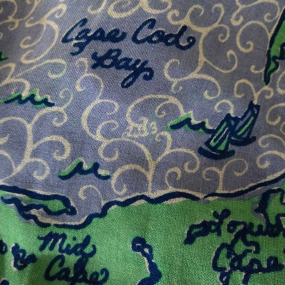Lilly Pulitzer Retired Murfee Scarf Nantucket Islands Blue Print Silk Cashmere - Picture 11 of 13